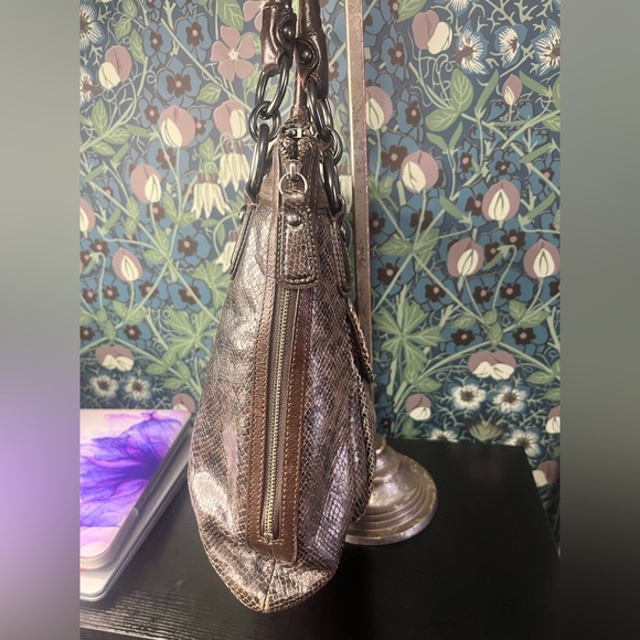 Coach Embossed Kristin Satchel Brown Python Leather - Picture 2 of 10